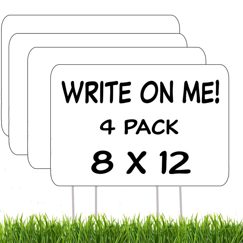 DAJDC Blank Yard Sign Double Sided With Stakes Large 12 Inch By 8 Inch 4 Pack - Image 1